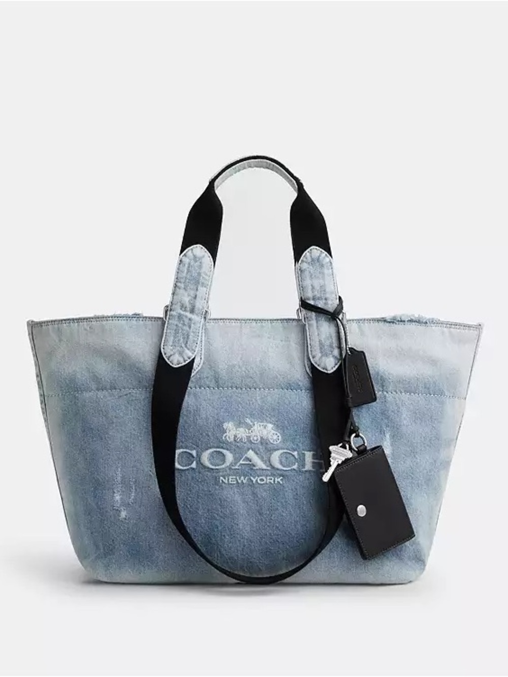 Coach Small Tour Tote Bag In Loved Denim With Charms